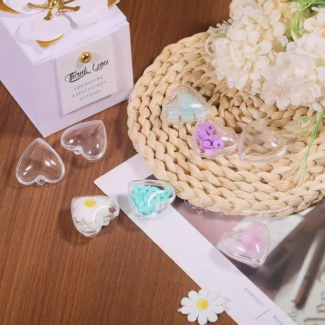Alt view image 5 of 7 - CHGCRAFT 20Pcs Mini Fillable Shaker Heart Charm Plastic Heart Ornaments for Christmas Tree Decorations Wedding Party Anniversary Home Decor