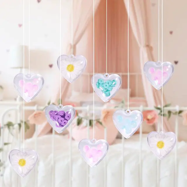 Alt view image 6 of 7 - CHGCRAFT 20Pcs Mini Fillable Shaker Heart Charm Plastic Heart Ornaments for Christmas Tree Decorations Wedding Party Anniversary Home Decor
