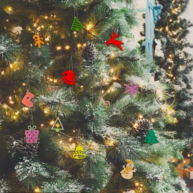 Alt view image 5 of 7 - 300 Pieces Unfinished Mini Wooden Christmas Ornaments DIY Wooden Christmas Ornaments Mini Blank Wood Slice Cutout Xmas Craft for Holiday Winter Xmas Tree Hanging Decoration DIY Craft,30 Styles