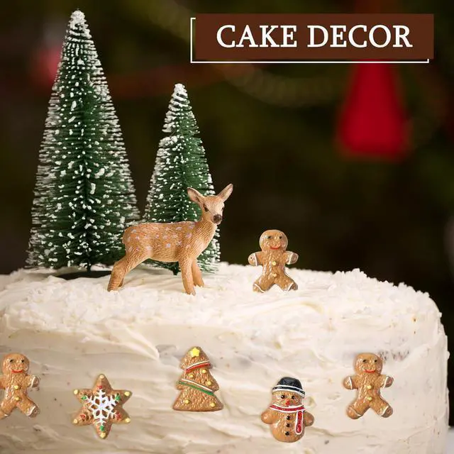 Alt view image 4 of 6 - Realspring 60 Pcs Christmas Mini Gingerbread Miniature Figurines Resin | 4 Designs Man Snowman Star Tree, Flatback Resin for Holiday Themed Crafts, Sensory Bottle Figures, Card Making Projects