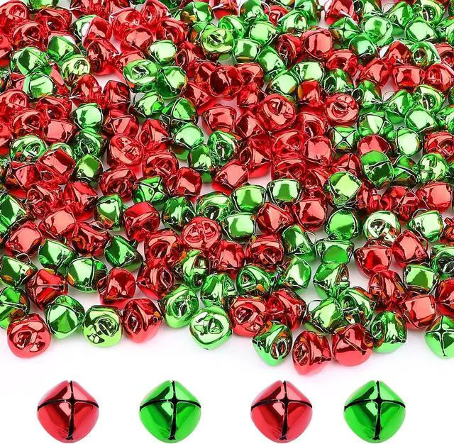 Main image of Augshy 200 Pcs Jingle Bells 2/5 Inch Craft Bell Mini Bell for Christmas | Red Green, Metal Mini Bells, Home Pet Decorations, Bracelet Necklace Knitting Jewelry Making, Xmas Decor Party Favor