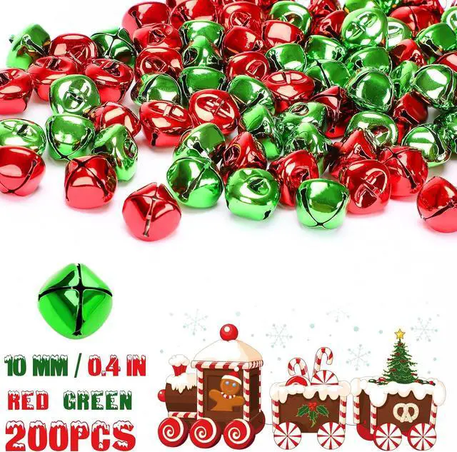 Alt view image 2 of 7 - Augshy 200 Pcs Jingle Bells 2/5 Inch Craft Bell Mini Bell for Christmas | Red Green, Metal Mini Bells, Home Pet Decorations, Bracelet Necklace Knitting Jewelry Making, Xmas Decor Party Favor