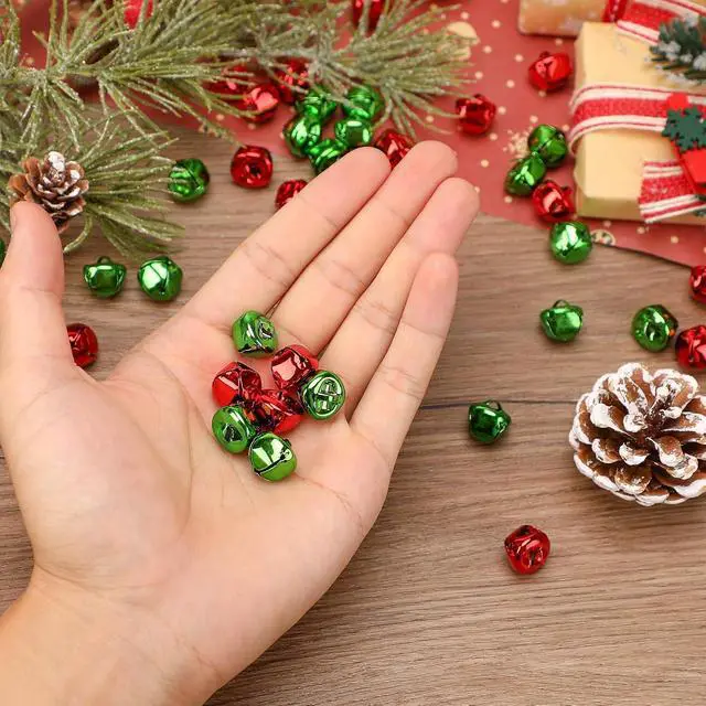 Alt view image 3 of 7 - Augshy 200 Pcs Jingle Bells 2/5 Inch Craft Bell Mini Bell for Christmas | Red Green, Metal Mini Bells, Home Pet Decorations, Bracelet Necklace Knitting Jewelry Making, Xmas Decor Party Favor