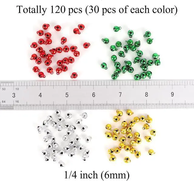 Alt view image 2 of 7 - 1/4 Inch Jingle Bells Christmas Bells Small Bell Mini, Tiny Crafts Bells, DIY for Home Making Ornaments Wreath Pet Decorations Bracelet Anklets Necklace Knitting Jewelry Making 120 Pcs, 4 Colors