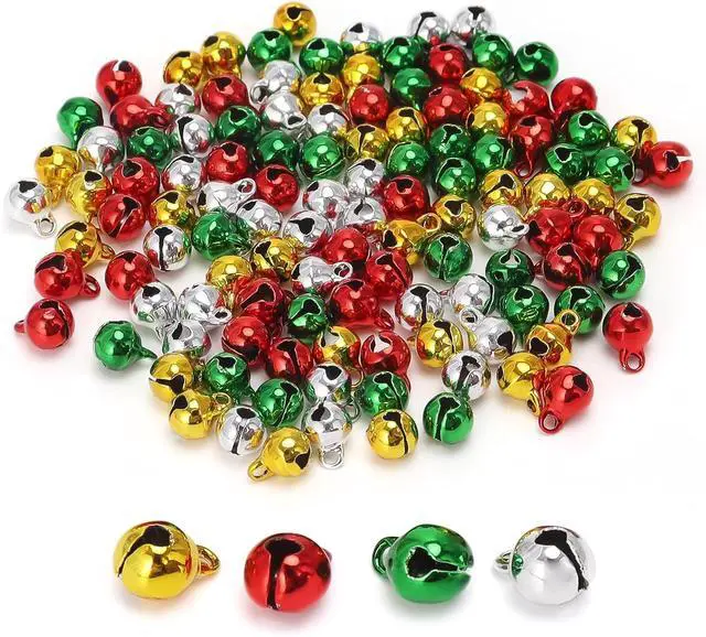 Main image of 1/4 Inch Jingle Bells Christmas Bells Small Bell Mini, Tiny Crafts Bells, DIY for Home Making Ornaments Wreath Pet Decorations Bracelet Anklets Necklace Knitting Jewelry Making 120 Pcs, 4 Colors