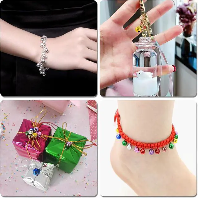 Alt view image 6 of 7 - 1/4 Inch Jingle Bells Christmas Bells Small Bell Mini, Tiny Crafts Bells, DIY for Home Making Ornaments Wreath Pet Decorations Bracelet Anklets Necklace Knitting Jewelry Making 120 Pcs, 4 Colors