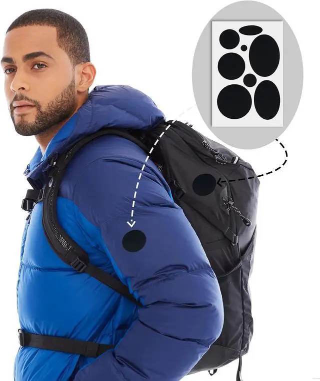Alt view image 6 of 7 - OIIKI 48pcs Down Jacket Repair Patch Kit, Nylon Fabric, 3 Colors | Self Adhesive Waterproof Stick On Repair Patches, Tape for Coat Clothing Tent Sleeping Bags Ski Pants Holes Fixing Round