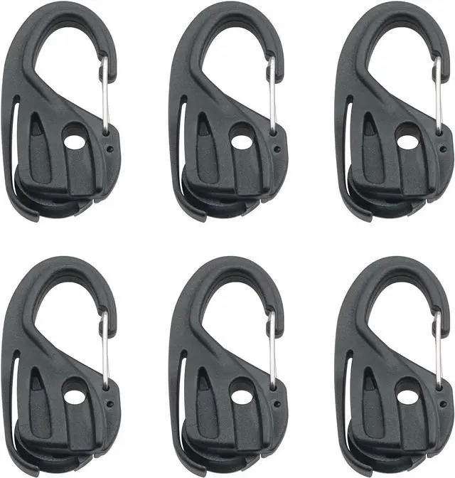Main image of 6PCS Stretch Rope Tightener Hooks Nylon Rope Tensioner No-Knot Tightener Plastic Stretch Rope Adjustable Hooks Self Locking Tightener Outdoor Canopy Rope Fishing Boat Accessories Black