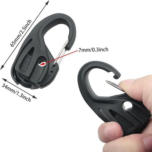 Alt view image 3 of 5 - 6PCS Stretch Rope Tightener Hooks Nylon Rope Tensioner No-Knot Tightener Plastic Stretch Rope Adjustable Hooks Self Locking Tightener Outdoor Canopy Rope Fishing Boat Accessories Black