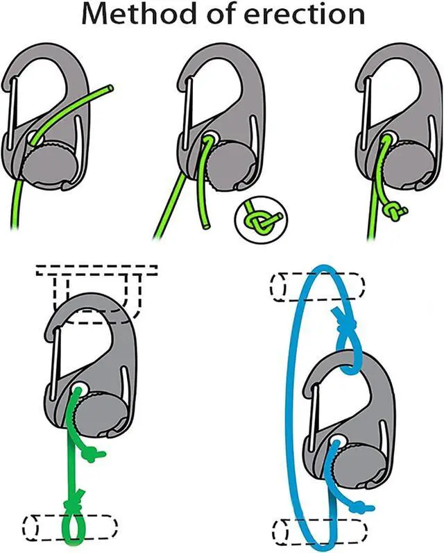 Alt view image 4 of 5 - 6PCS Stretch Rope Tightener Hooks Nylon Rope Tensioner No-Knot Tightener Plastic Stretch Rope Adjustable Hooks Self Locking Tightener Outdoor Canopy Rope Fishing Boat Accessories Black