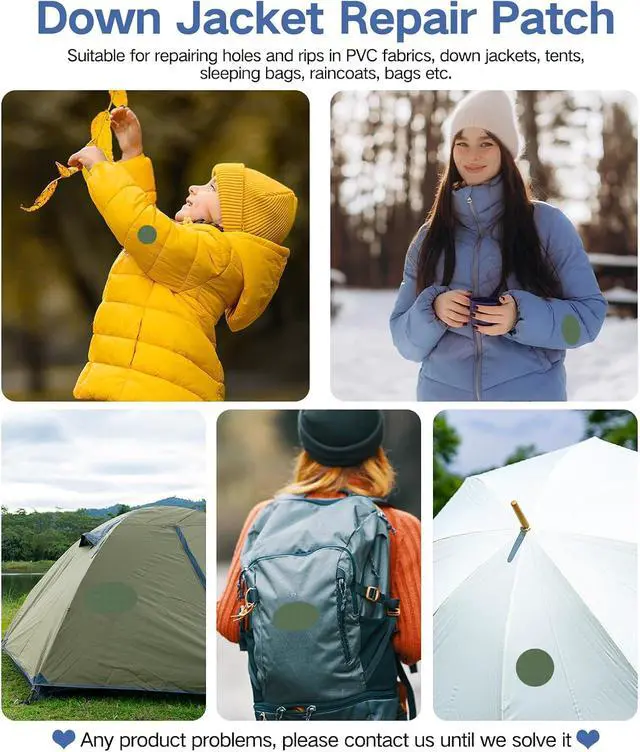 Alt view image 5 of 6 - 24Pcs Down Jacket Repair Patches Waterproof Nylon Tape Repair Patches Kit for Jackets Coats Clothing Tents Sleeping Bags, Color and Shape Options, Round