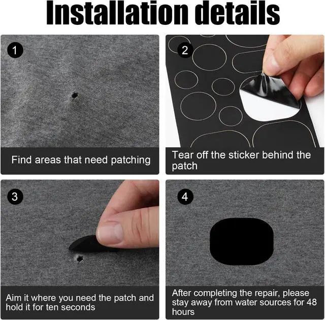 Alt view image 5 of 7 - 5 Sheets Down Jacket Repair Patch, Black Self Adhesive Nylon Repair Patch Tape Washable Fabric Clothing Repair Patch Tape for Puffer Jackets Coats Tents Sleeping Bags