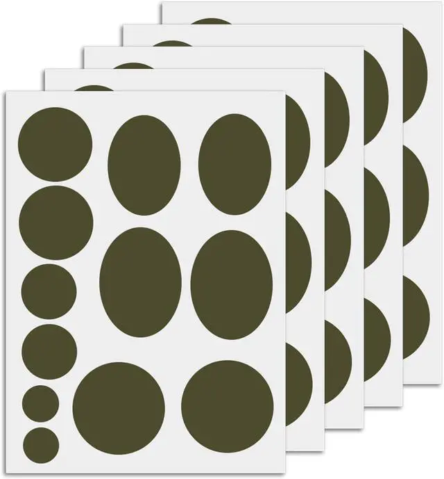 Main image of 5 Sheets/60pcs Down Jacket Repair Patch, Round Self Adhesive Nylon Repair Patch Tape Washable Fabric Outerwear Repair Tape for Coats Down Jackets Tents Sleeping Bags(Olive Green)