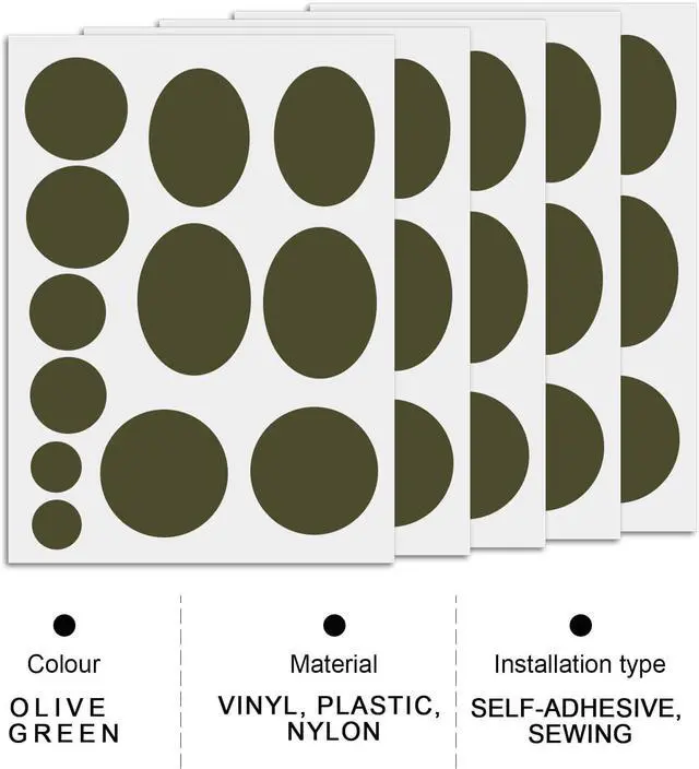 Alt view image 4 of 7 - 5 Sheets/60pcs Down Jacket Repair Patch, Round Self Adhesive Nylon Repair Patch Tape Washable Fabric Outerwear Repair Tape for Coats Down Jackets Tents Sleeping Bags(Olive Green)