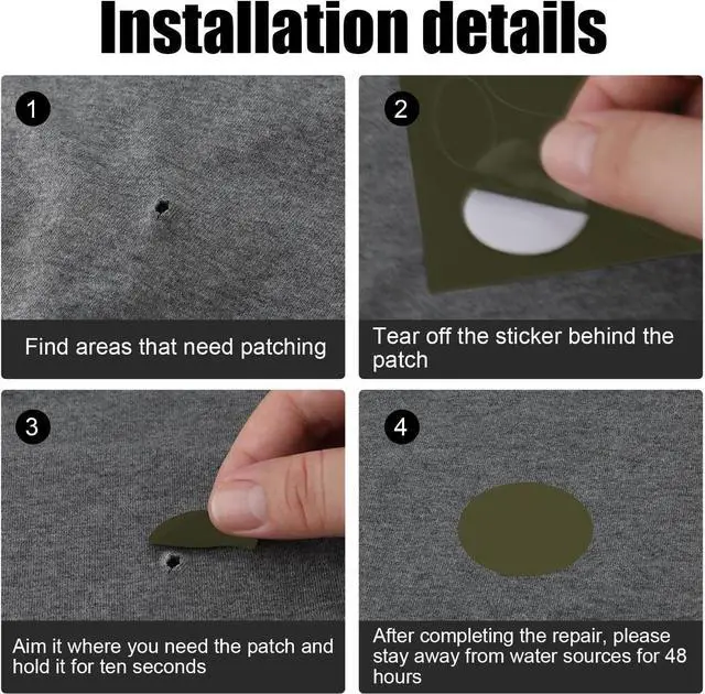 Alt view image 5 of 7 - 5 Sheets/60pcs Down Jacket Repair Patch, Round Self Adhesive Nylon Repair Patch Tape Washable Fabric Outerwear Repair Tape for Coats Down Jackets Tents Sleeping Bags(Olive Green)