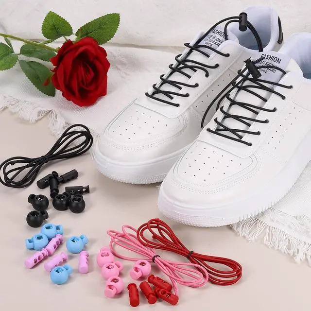 Alt view image 4 of 6 - uxcell 20 Pcs Double Hole Cord Locks with 39Inch Elastic Shock Cord, Plastic Spring Toggle Stopper Clip with Stretch String for Shoelaces Drawstrings Paracord, White