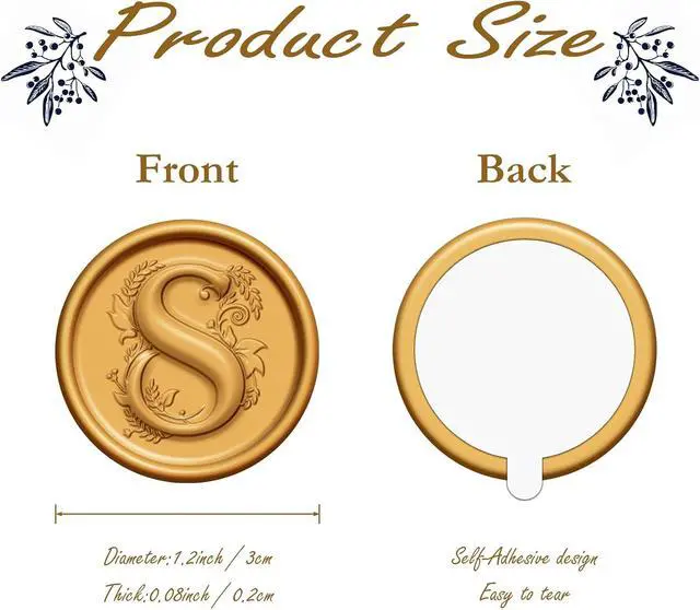 Alt view image 2 of 7 - 20 Pack Letter S Wax Seal Stickers, Antique Gold Initial Alphabet Self-Adhesive Wax Stickers for Wedding Party, Birthday, Christmas Envelope Seals