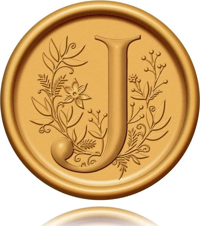Main image of 20 Pack Letter J Gold Initial Alphabet Self-Adhesive Wax Seal Stickers for Wedding Party Birthday Invitation Christmas Envelope Seals