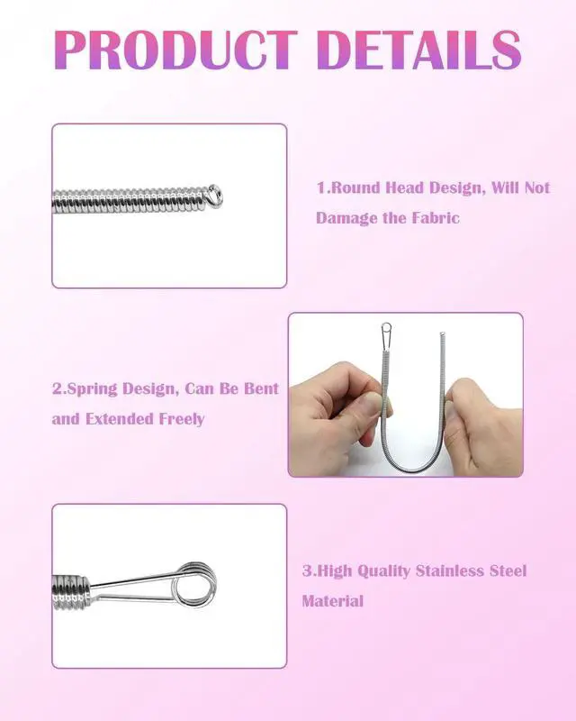 Alt view image 3 of 7 - 12pcs Spring Drawstring Threader,Flexible and Elastic Drawstring Threader Tool DIY Rope Threader Clip Drawstring Replacement for Hoodies Drawstring Puller for Sweatpants,Shorts,Jackets,Coat