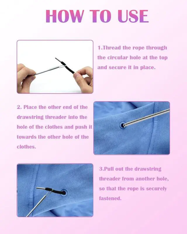 Alt view image 4 of 7 - 12pcs Spring Drawstring Threader,Flexible and Elastic Drawstring Threader Tool DIY Rope Threader Clip Drawstring Replacement for Hoodies Drawstring Puller for Sweatpants,Shorts,Jackets,Coat
