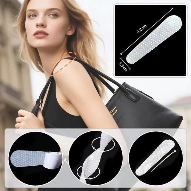 Alt view image 2 of 7 - Anti-Slip Shoulder Bag Strap Gripper Holder, Purse Strap Non-Slip Pad Sticker Handbag Grip for Backpack, Clear, 12PCS