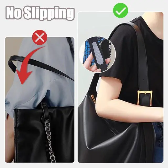 Alt view image 3 of 7 - Anti-Slip Shoulder Bag Strap Gripper Holder, Purse Strap Non-Slip Pad Sticker Handbag Grip for Backpack, Clear, 12PCS