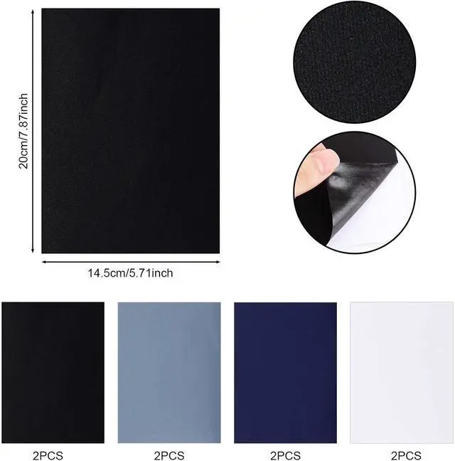 Alt view image 2 of 7 - 8pcs Down Jacket Repair Patches, 8 x 6 Inch Self Adhesive Fabric Repair Patch Waterproof Nylon Patches for Down Jacket Outerwear Clothing Pants Bags Tent (4 Colors)
