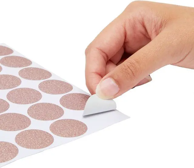 Alt view image 3 of 5 - Stockroom Plus 360-Pack 1-Inch Round Glitter Dots, Sparkle Stickers for Wedding, Birthday, and Graduation Invitations, Adhesive Envelope Seal Stickers, DIY Crafting Supplies (Rose Gold)