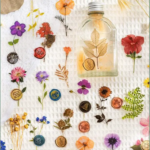 Alt view image 3 of 6 - PET Transparent Purple Dried Flower Wax Seal Stickers, 40pcs | Waterproof, Clear Floral Vinyl Sticker Decals Bulk for Scrapbooking Crafts Wall Water Bottles Envelopes Cars Journaling