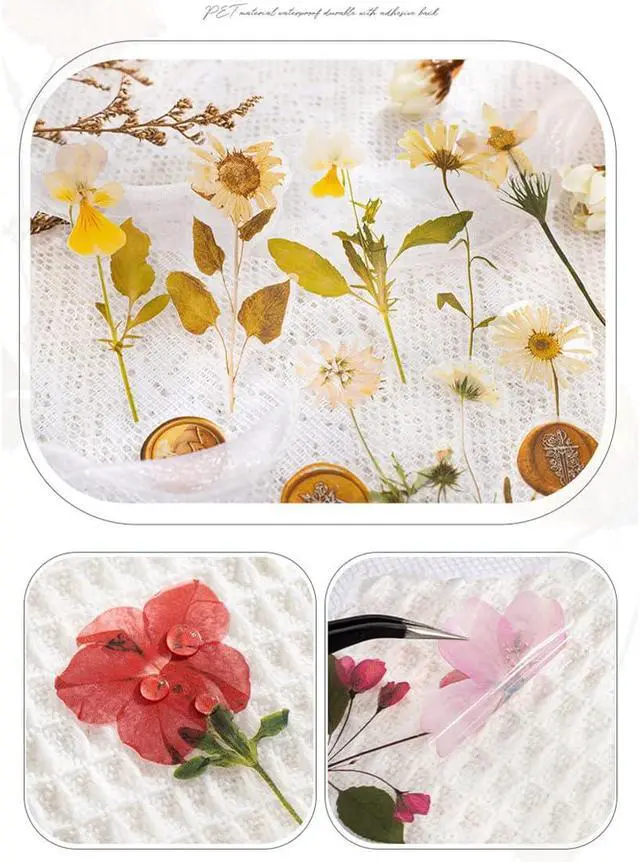 Alt view image 4 of 6 - PET Transparent Purple Dried Flower Wax Seal Stickers, 40pcs | Waterproof, Clear Floral Vinyl Sticker Decals Bulk for Scrapbooking Crafts Wall Water Bottles Envelopes Cars Journaling