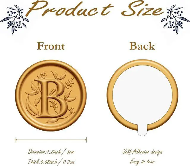 Alt view image 2 of 7 - 20 Pack Gold Initial Alphabet Self-Adhesive Wax Seal Stickers - Wedding, Party, Birthday, Christmas Envelope Seals