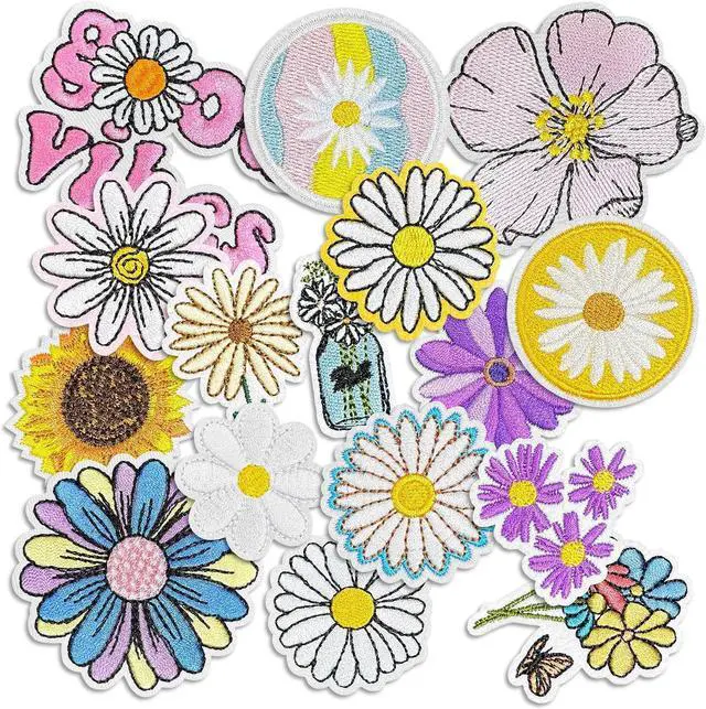 Main image of Kawaii Girly Iron On Patches, Cute Embroidery Applique Patches for Clothes | Sew, Heat Press, for Clothing Backpacks Hats Jeans Jackets Bags, DIY Decorative, 16 Pcs