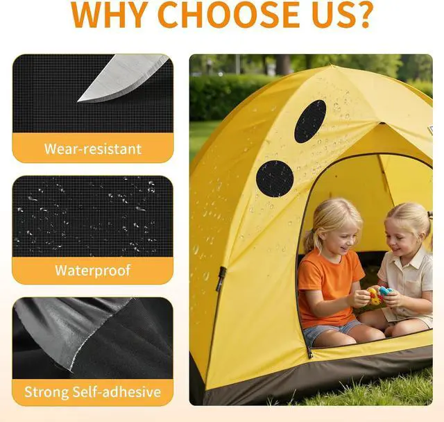 Alt view image 2 of 6 - Self-Adhesive Fabric Repair Patches, 51pcs Nylon Tent Repair Kit, Waterproof Heavy Duty Tape for Down Jacket, Sleeping Bag, Clothes, Instant Fix for Outdoor Gear, Black