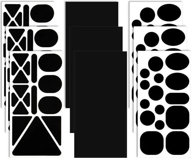 Main image of 9 Sheets 96 Pcs Nylon Repair Patches Self Adhesive Patch Different Size and Shapes Clothes Waterproof Lightweight Clothing Fabric Repair Patch for Down Jacket, Tent Clothes, Outerwear(Black)