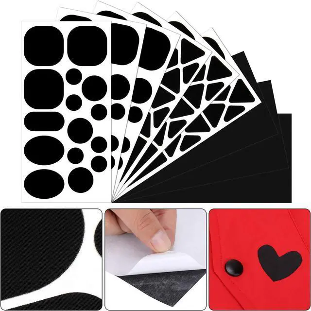 Alt view image 6 of 7 - 9 Sheets 96 Pcs Nylon Repair Patches Self Adhesive Patch Different Size and Shapes Clothes Waterproof Lightweight Clothing Fabric Repair Patch for Down Jacket, Tent Clothes, Outerwear(Black)