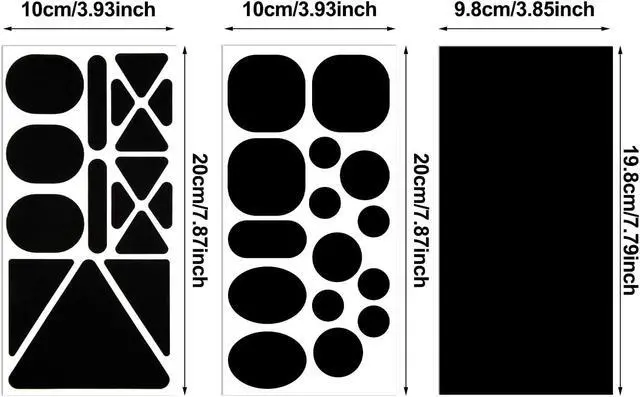 Alt view image 7 of 7 - 9 Sheets 96 Pcs Nylon Repair Patches Self Adhesive Patch Different Size and Shapes Clothes Waterproof Lightweight Clothing Fabric Repair Patch for Down Jacket, Tent Clothes, Outerwear(Black)