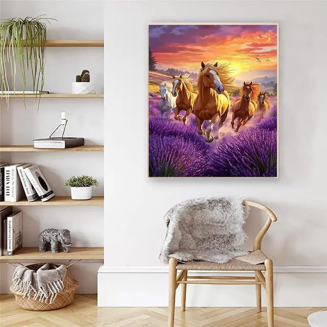 Alt view image 2 of 7 - Artunion Running Horse Paint by Numbers Kit for Adults,Horse Animal Paint by Number Kits, DIY Oil Painting Paint by Number Kits on Canvas Arts Craft for Home Wall Decor 16x20 Inch