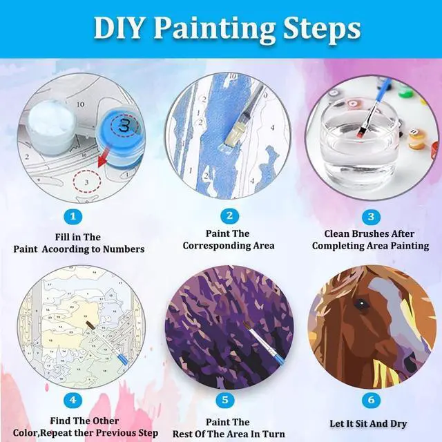 Alt view image 6 of 7 - Artunion Running Horse Paint by Numbers Kit for Adults,Horse Animal Paint by Number Kits, DIY Oil Painting Paint by Number Kits on Canvas Arts Craft for Home Wall Decor 16x20 Inch