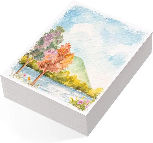 Main image of 80 Sheets Watercolor Paper Bulk, 5 x 7 in, 110 Lb/230 GSM, Cold Press | White Paper, Good Absorbency, Less Warping, for Kids, Students, Beginners, Cards, Invitations, Watercolor and Sketching