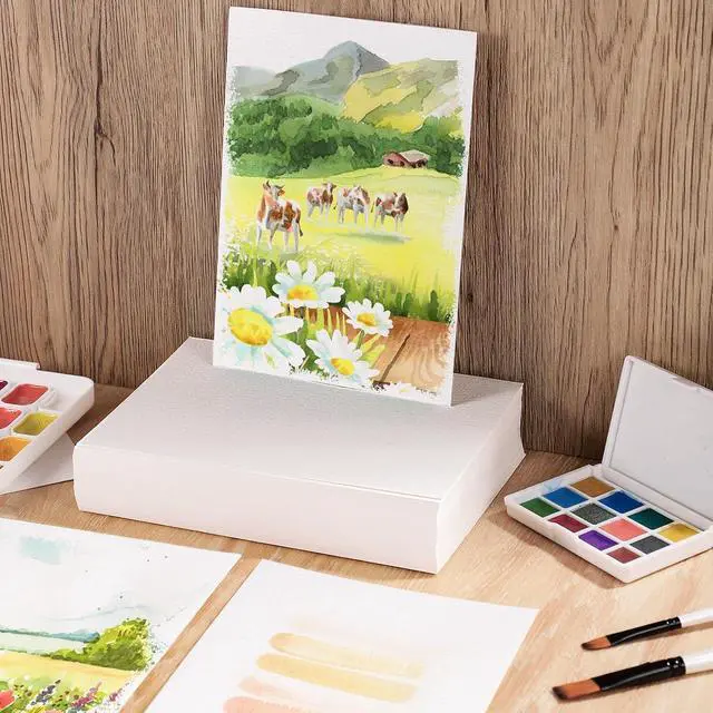 Alt view image 5 of 7 - 80 Sheets Watercolor Paper Bulk, 5 x 7 in, 110 Lb/230 GSM, Cold Press | White Paper, Good Absorbency, Less Warping, for Kids, Students, Beginners, Cards, Invitations, Watercolor and Sketching