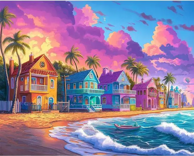 Main image of Natuyalo Paint by Numbers Kit for Adults - Beach Cottage Adult Paint by Number Kits on Canvas Without Frame, DIY Acrylic Painting by Numbers Kit for Gift Home Wall Decor 16x20 Inch