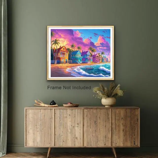 Alt view image 2 of 7 - Natuyalo Paint by Numbers Kit for Adults - Beach Cottage Adult Paint by Number Kits on Canvas Without Frame, DIY Acrylic Painting by Numbers Kit for Gift Home Wall Decor 16x20 Inch
