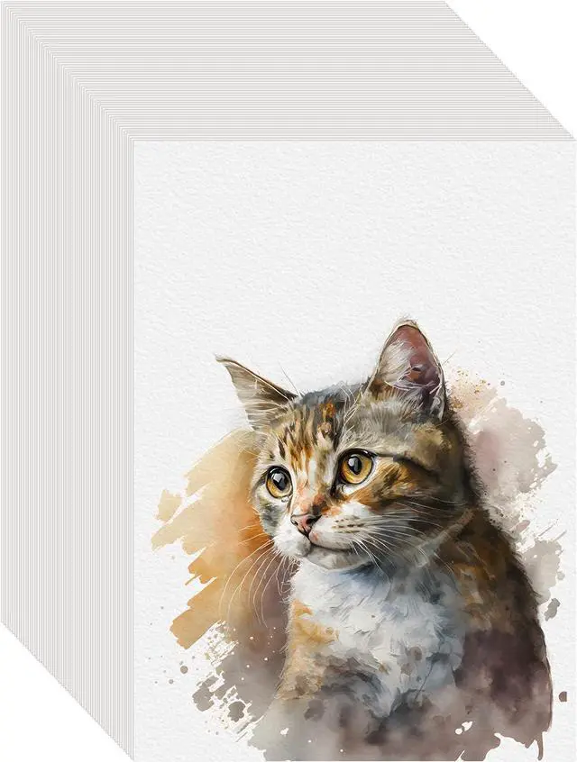 Main image of 100PCS 5x7 Watercolor Paper Bulk, 140lb/300g Cold Press Thick Water Color Paper Pad for Child Adult, White Art Paper for Drawing Painting Markers Gouache, Textured Cotton Paper Sheets