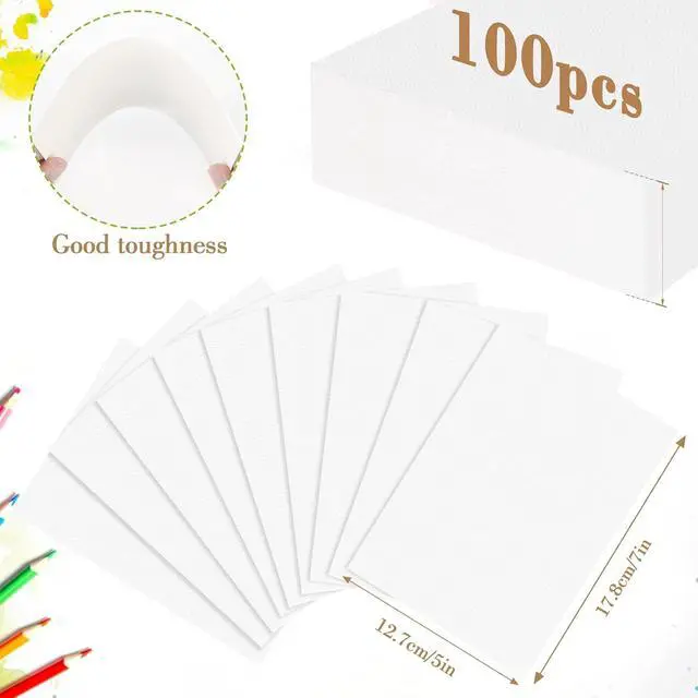 Alt view image 2 of 6 - 100PCS 5x7 Watercolor Paper Bulk, 140lb/300g Cold Press Thick Water Color Paper Pad for Child Adult, White Art Paper for Drawing Painting Markers Gouache, Textured Cotton Paper Sheets