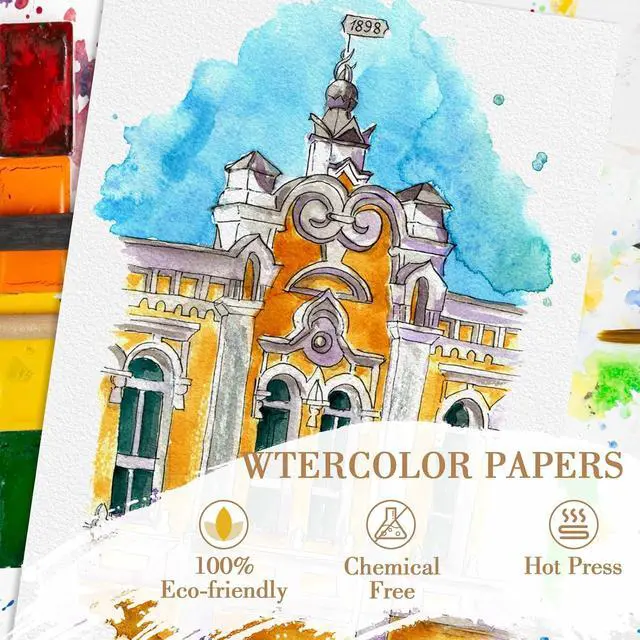 Alt view image 3 of 7 - 50PCS 2.5x3.5 Watercolor Paper Bulk, 140lb/300g Cold Press Thick Water Color Paper Pad for Child Adult, White Art Paper for Drawing Painting Markers Gouache, Textured Cotton Paper Sheets
