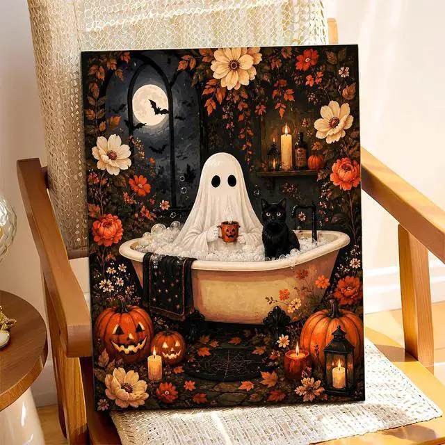 Alt view image 2 of 7 - XTCIXAL Halloween Paint by Numbers Kit for Adults, 16X20 Inch | DIY Paint by Number for Adults Beginner, High-Definition Color Canvas, Stress Relief, Home Wall Decor, Gifts, Unframed