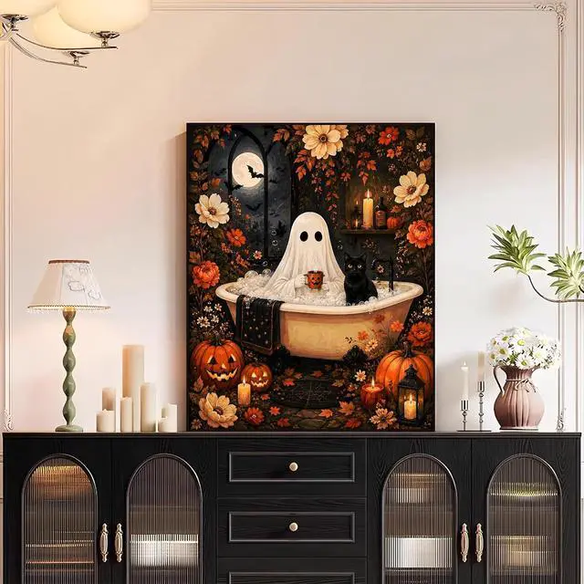 Alt view image 3 of 7 - XTCIXAL Halloween Paint by Numbers Kit for Adults, 16X20 Inch | DIY Paint by Number for Adults Beginner, High-Definition Color Canvas, Stress Relief, Home Wall Decor, Gifts, Unframed
