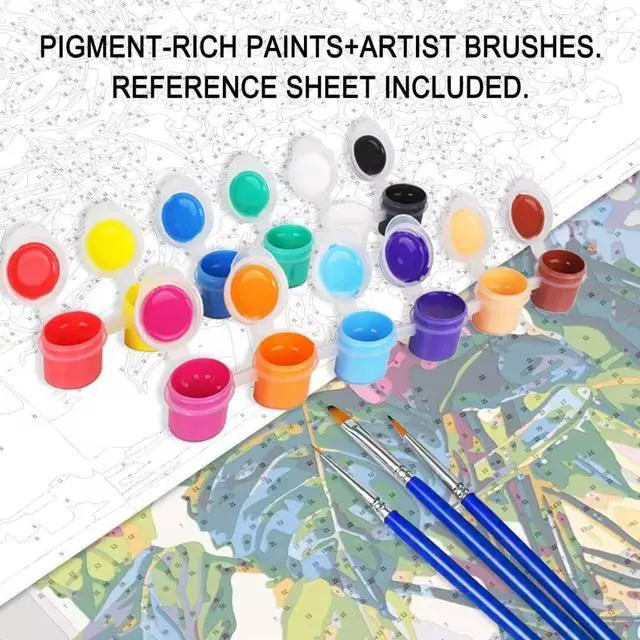 Alt view image 7 of 7 - VIGEGU Santa Claus Paint by Numbers Kit for Adults Beginner Without Frame,Winter Landscape Paint by Number DIY Adult Paint by Number Kits for Home Decor 13.7x13.7 in