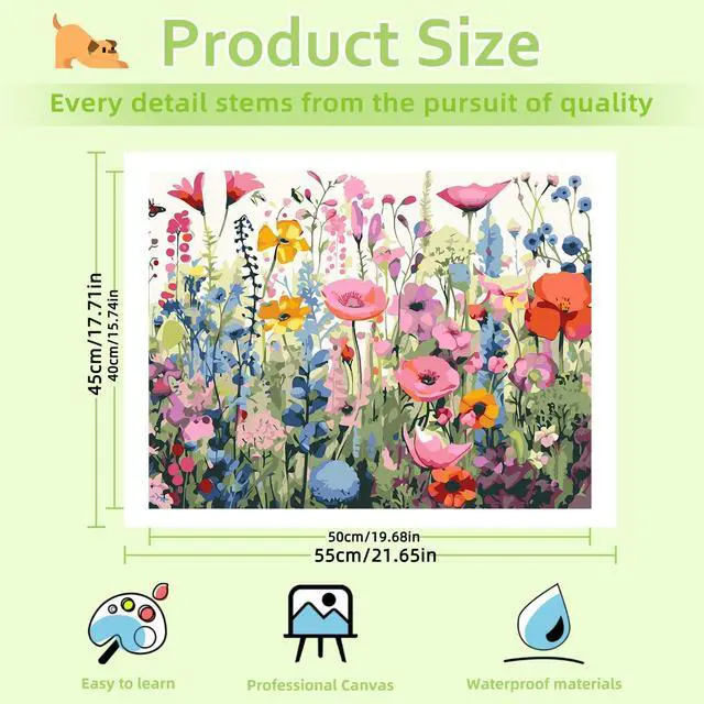 Alt view image 4 of 7 - Reivworl Flowers Paint by Numbers Kit for Adults, Wildflowers Paint by Number for Adults, Adult Paint by Number Kits for Gifts and Home Wall Decor 16x20 Inch