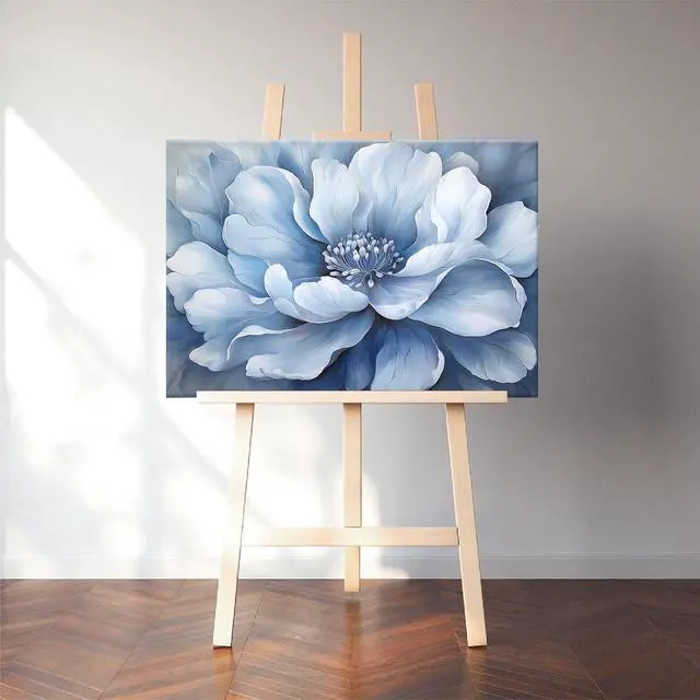 Alt view image 2 of 7 - Natuyalo Framed Paint by Numbers for Adults - Blue Flower DIY Adult Paint by Number Kits Blooming Flower Acrylic Painting by Numbers for Beginners Art Craft Kits for Adults (12x16 Inch)